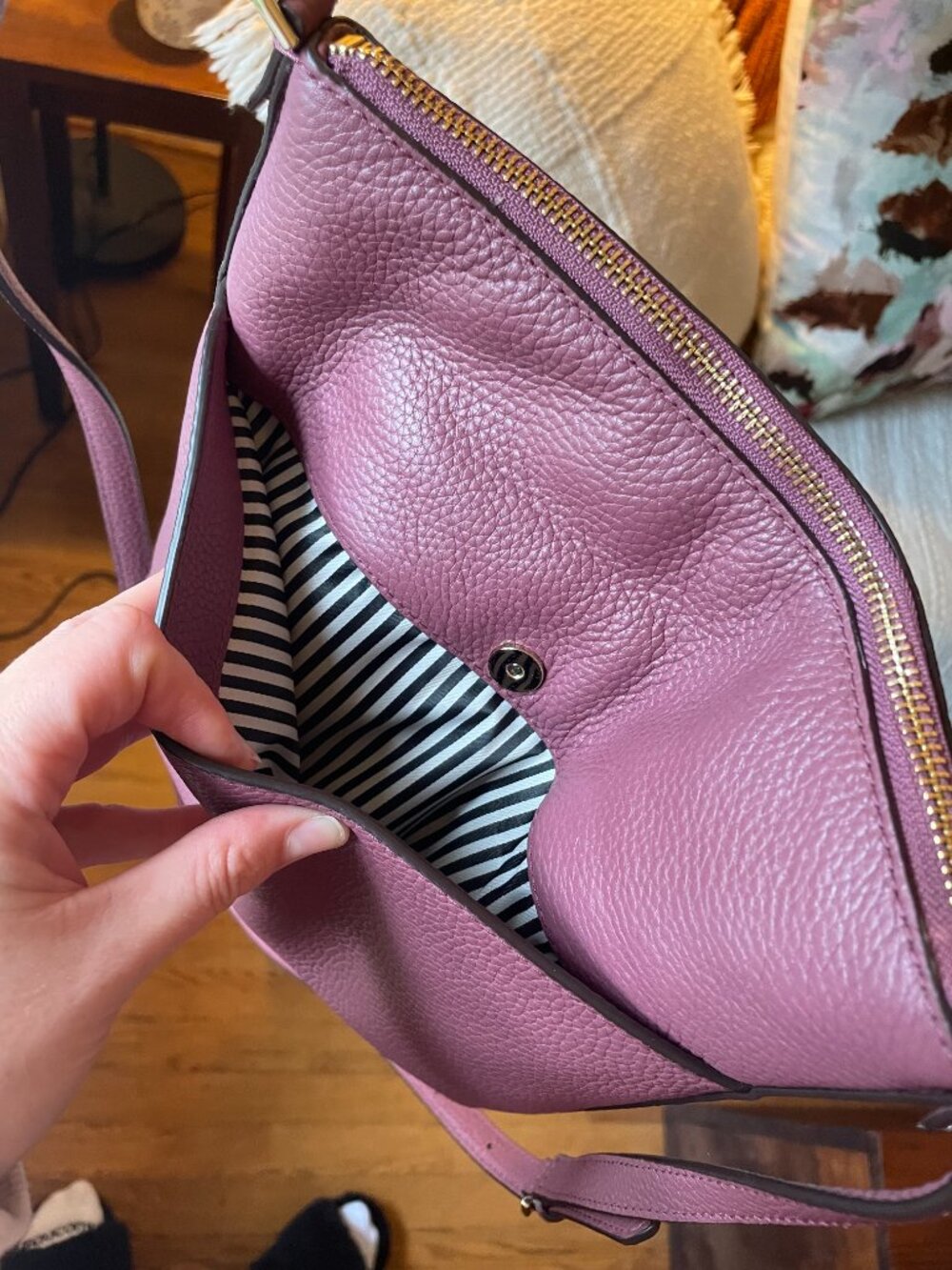 Kate Spade Deep Plum Pebbled Leather Crossbody - Picture 7 of 9